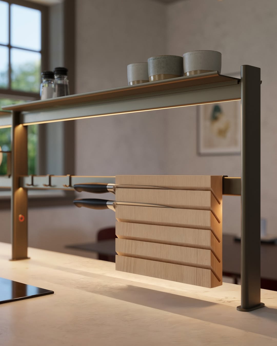 Estanteria negra industrial para encimera isla cocina HANG TOP